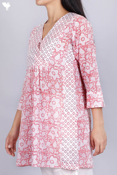 Cotton Top In Floral Block Print