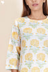 Slub Cotton Top In Floral Block Print