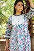 Cambric Cotton Dress With Floral Block Print