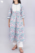 Cambric Cotton Dress With Floral Block Print