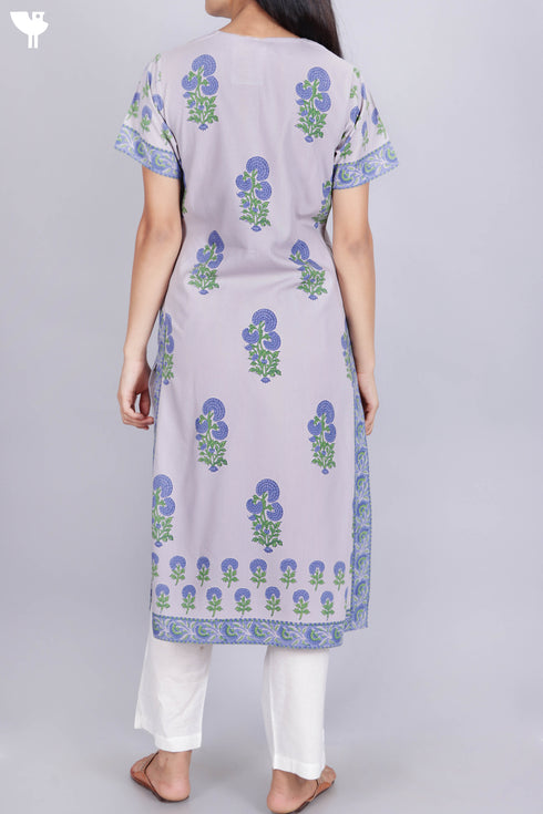 Bizzy Lizzy Kurta In Floral Block Print
