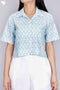Cambric Cotton Crop Top In Graphic Block Print
