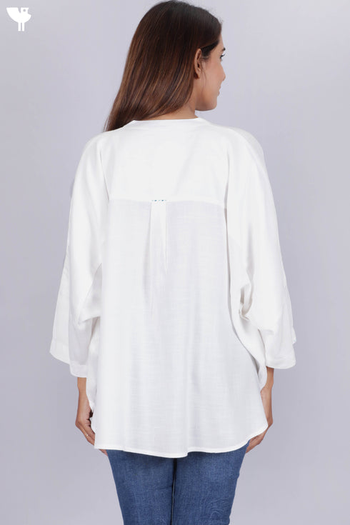 Rayon Poncho Top With Embroidery