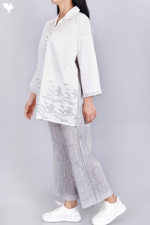 Slub Cotton Co-Ord Set In Block Print