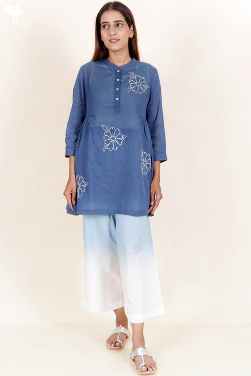 Cotton Co-Ord Set With Floral Embroidery