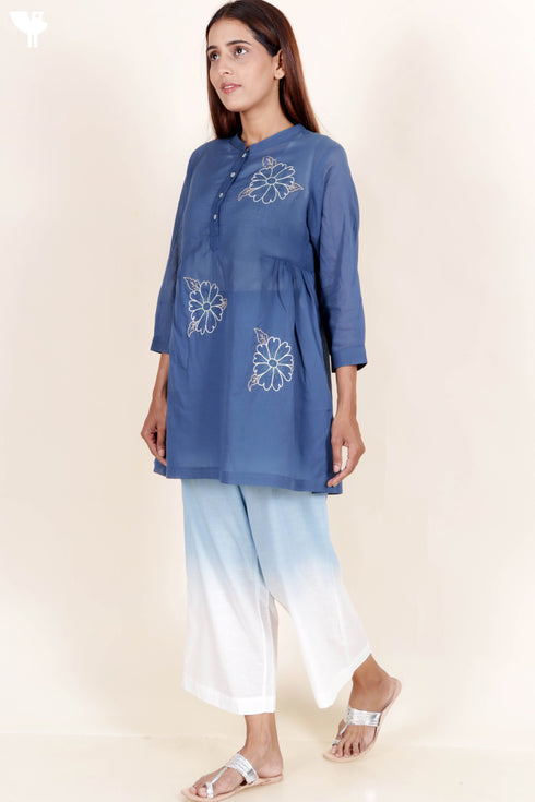 Cotton Co-Ord Set With Floral Embroidery