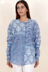 Chambray Cotton Button Down Top in Block Print