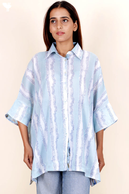 Mulmul Cotton Boxy Shirt In Block Print