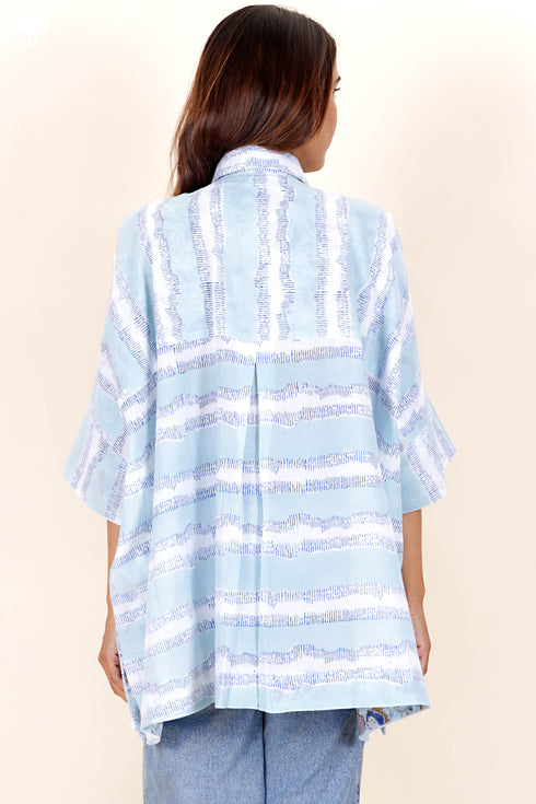 Mulmul Cotton Boxy Shirt In Block Print