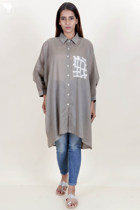 Mulmul Cotton Boxy Shirt With Block Print