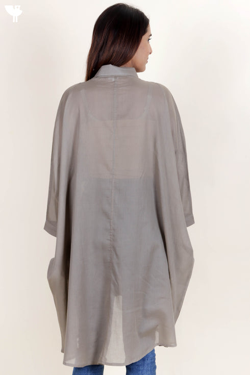 Mulmul Cotton Boxy Shirt With Block Print