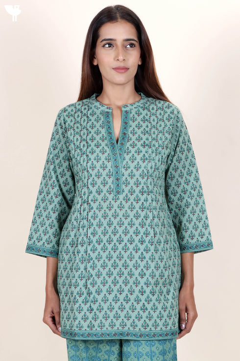 Cambric Cotton TopIn Floral Block Print