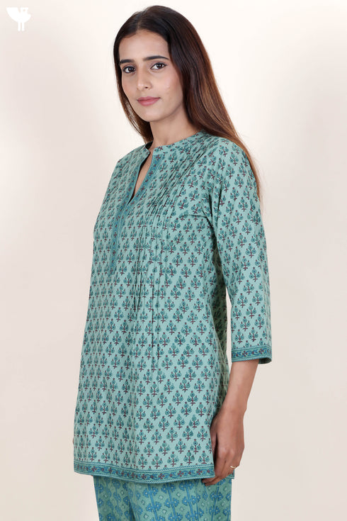 Cambric Cotton TopIn Floral Block Print