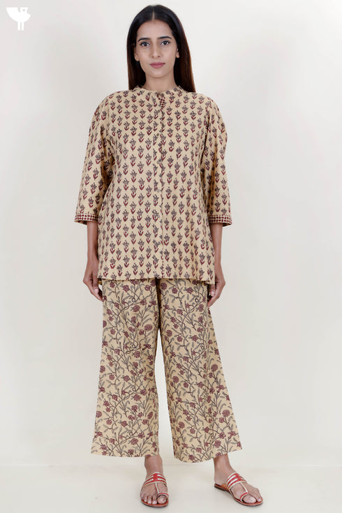 Cambric Cotton Top in Floral Block Print