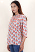 Cambric Cotton Top in Floral Block Print