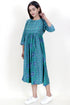 Modal Silk Peasant Dress With Floral Block Print