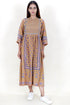 Rayon Peasant Dress With Floral Block Print