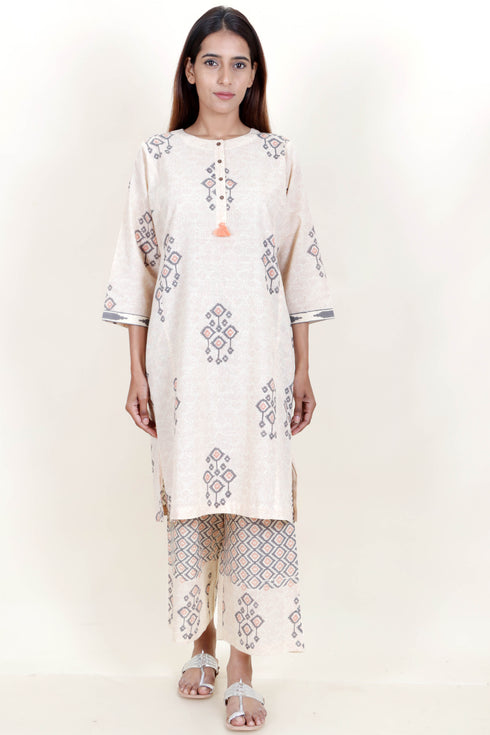 Slub Cotton Tunic In Block Print