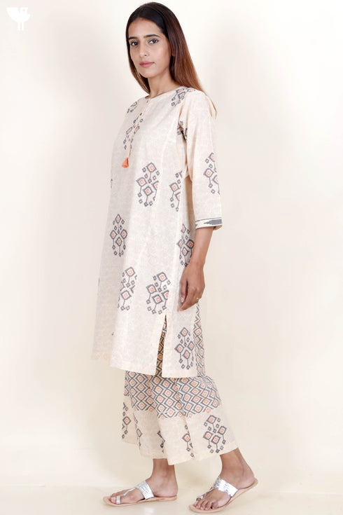 Slub Cotton Tunic In Block Print