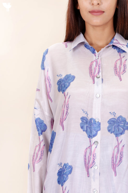 Modal Silk Co-Ord Set In Block Print