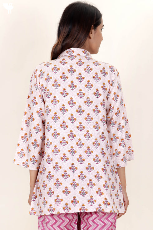 Rayon Button Down Shirt In Block Print