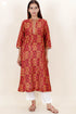 Cotton Silk Kurta In Geometric Block Print