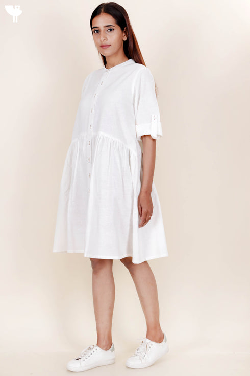 Khaadi Cotton Button Down Dress in White