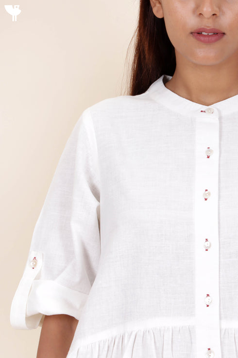 Khaadi Cotton Button Down Dress in White