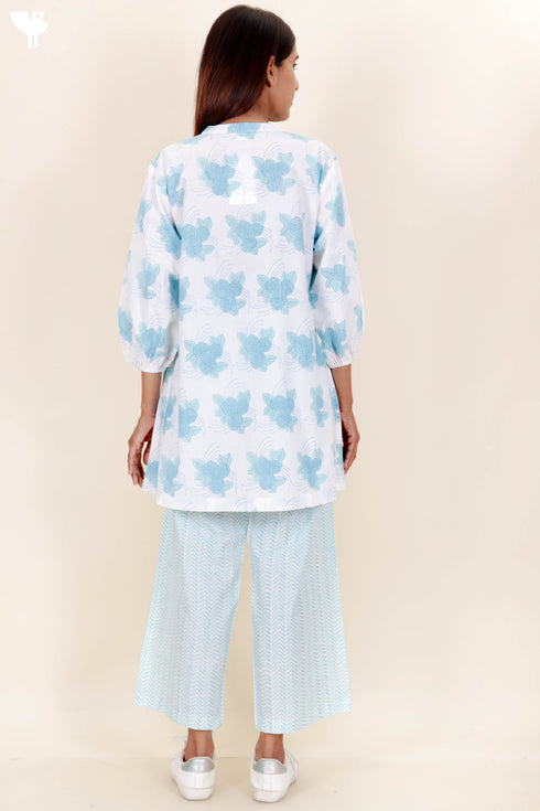 60s Cotton Co-Ord Set In Block Print