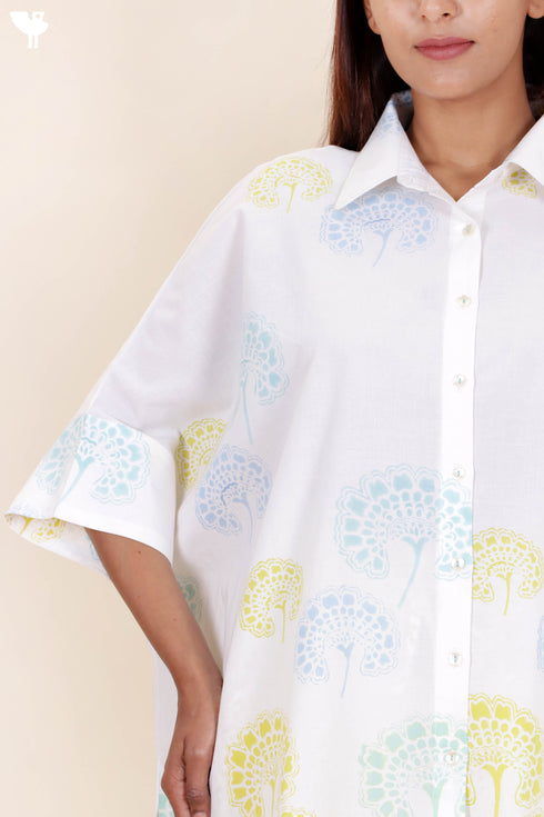 60s Cotton Co-Ord Set In Block Print