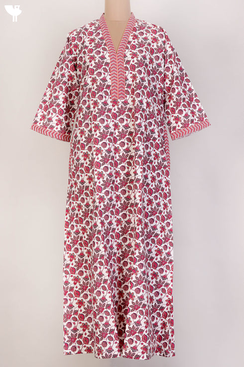 40s Cotton Kaftan In Floral Print