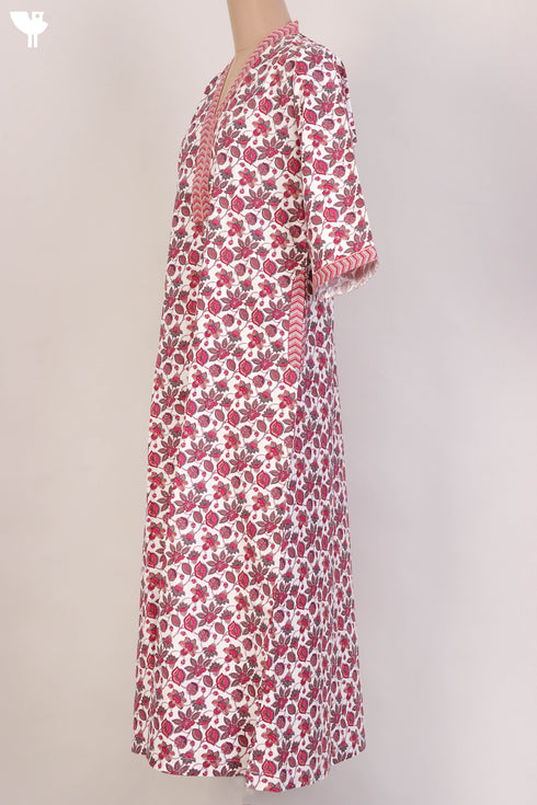 40s Cotton Kaftan In Floral Print