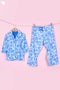 Cambric Cotton Cropped Pajama Set In Floral Block Print