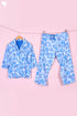 Cambric Cotton Cropped Pajama Set In Floral Block Print