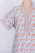 40s Cotton V- Neck Kaftan In Floral Print