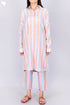 Modal Silk Full Sleeved Pajama Set In Striped Block Print