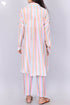 Modal Silk Full Sleeved Pajama Set In Striped Block Print