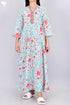 60’s Cotton V-Neck Sleeved Kaftan In Floral Print