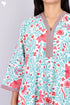 60’s Cotton V-Neck Sleeved Kaftan In Floral Print