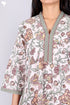 60’s Cotton V-Neck Sleeved Kaftan In Floral Print