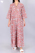 60’s Cotton V-Neck Full Sleeved Kaftan In Floral Print