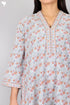 60’s Cotton V-Neck Sleeved Kaftan In Floral Print
