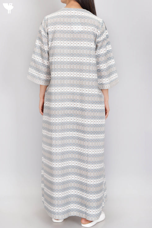 60’s Cotton Zipper Kaftan In Floral Print