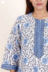 60’s Cotton Zipper Kaftan In Floral Block Print
