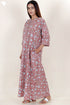 60’s Cotton Zipper Kaftan In Floral Print