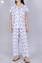 Cambric Cotton Pajama Set In Floral Block Print