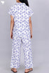 Cambric Cotton Pajama Set In Floral Block Print