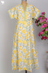 60s Cotton Kaftan in Yellow Floral Hand Screen Print
