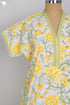 60s Cotton Kaftan in Yellow Floral Hand Screen Print
