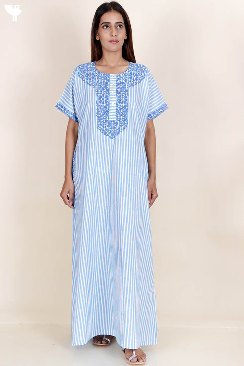60’s Cotton Short Sleeve Kaftan In Graphic Block Print